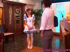 Jap waitress in cocksucking group fantasy