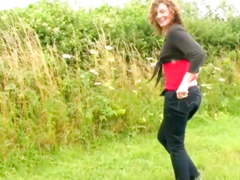Hairy MILF Pissing In Field