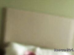 Amateur girlfriends sharing cock in hotel room