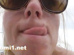 Naomi swinger bukkake on public beach