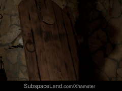 Medieval discipline for bondage blonde slave at dark tower