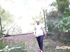 Cute Blonde Pisses in  City