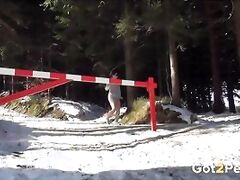 Naughty Babe Pees In The Snow