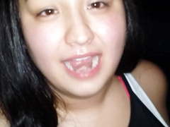 Very Cute asian teen swallow a big load