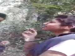 Desi Lesbo Girls Smoking in Jungle