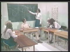 Horny teacher fucking the teens in the classroom.