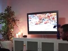 Once these three guys are done fucking their maid, they jizz on her perfect confront