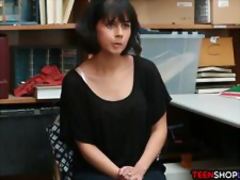 Teen shoplifter reluctantly blows a security guard