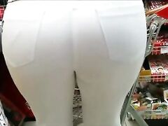 Nice huge butt housewife in white jeans
