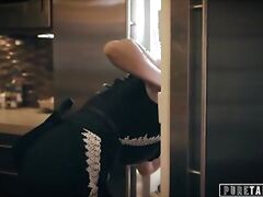 PURE TABOO Angry Stepmom Makes Brat Teen Serve Dinner Naked