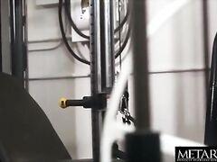 Cute blonde masturbating to a wild orgasm at the gym
