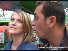 Horny couple fucking in public