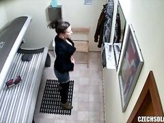 Hidden Cam Young Girl is Touching her Pussy in Solarium