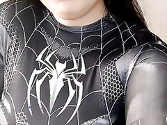 Superhero girl fucks her vagina with huge vibrator