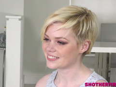 Cute young girl in her first porn scene