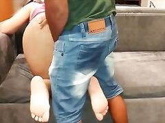 wife, husband and boy on the couch