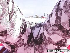 Busty blonde rides fitness trainer