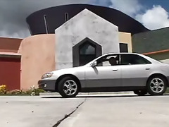 Sexually voracious blonde whore was gangbanged in the yard