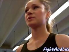 Euro lesbos fingering and licking in catfight