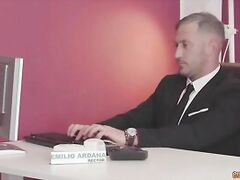 Busty MILF sucking the rector's cock